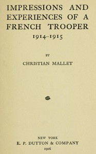 Cover of Impressions and Experiences of a French Trooper, 1914-1915 — Context and Discussion